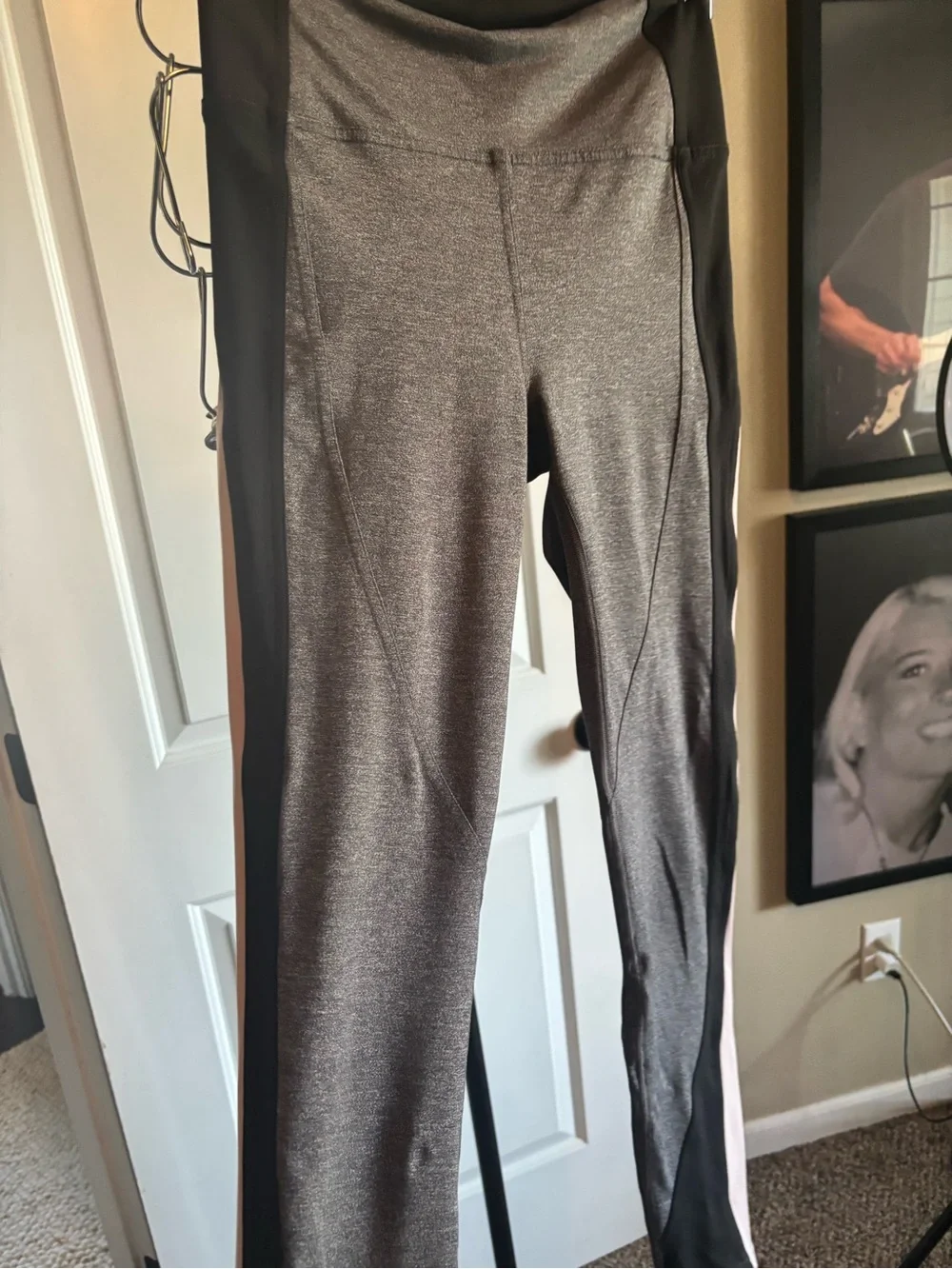 lululemon athletica Gray Leggings with Black & Pink Side Panels